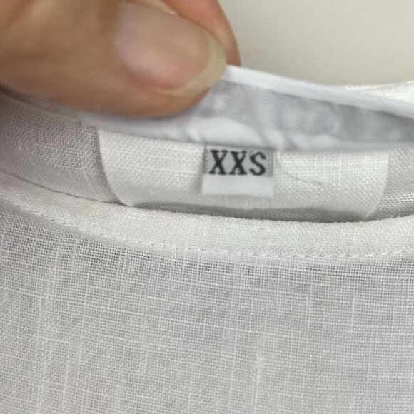 Brynn Walker Linen Top Womens XXS White Ruffle Sleeve Oversized Lagenlook Hi Low - Picture 4 of 10